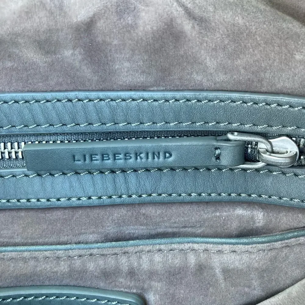 Liebeskind Berlin Jay Oversized Tumbled Leather Bucket Hobo Shoulder Bag Gray